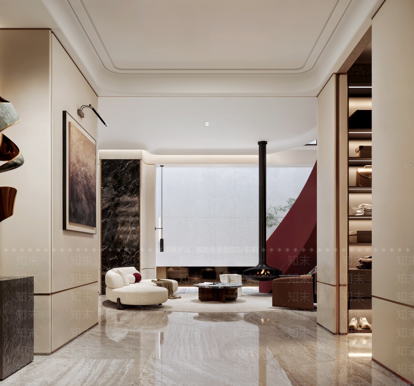 现代轻奢别墅客厅3D模型下载【ID:1202485137】