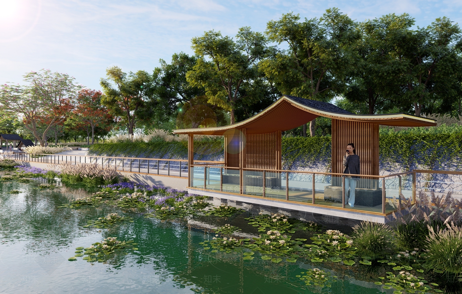 新中式中式廊架SU模型下载【ID:1202486523】