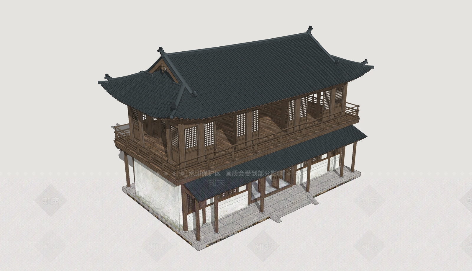 中式新中式乡村民房SU模型下载【ID:1202487961】