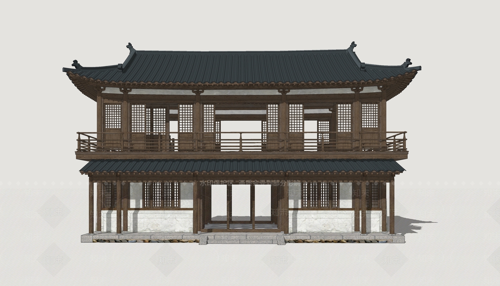 中式新中式乡村民房SU模型下载【ID:1202487961】