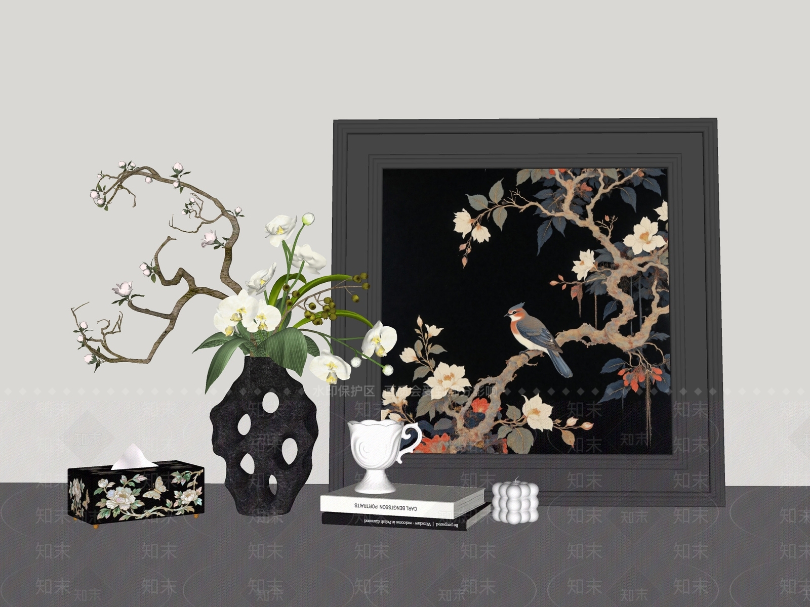 新中式摆件组合SU模型下载【ID:1202488708】