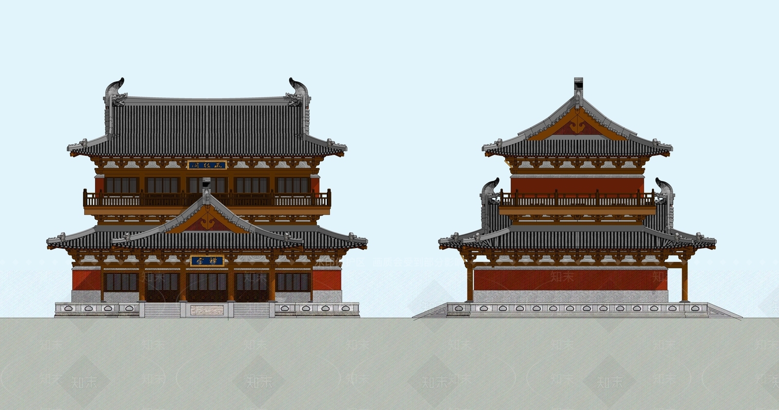 中式古建筑SU模型下载【ID:1202490886】