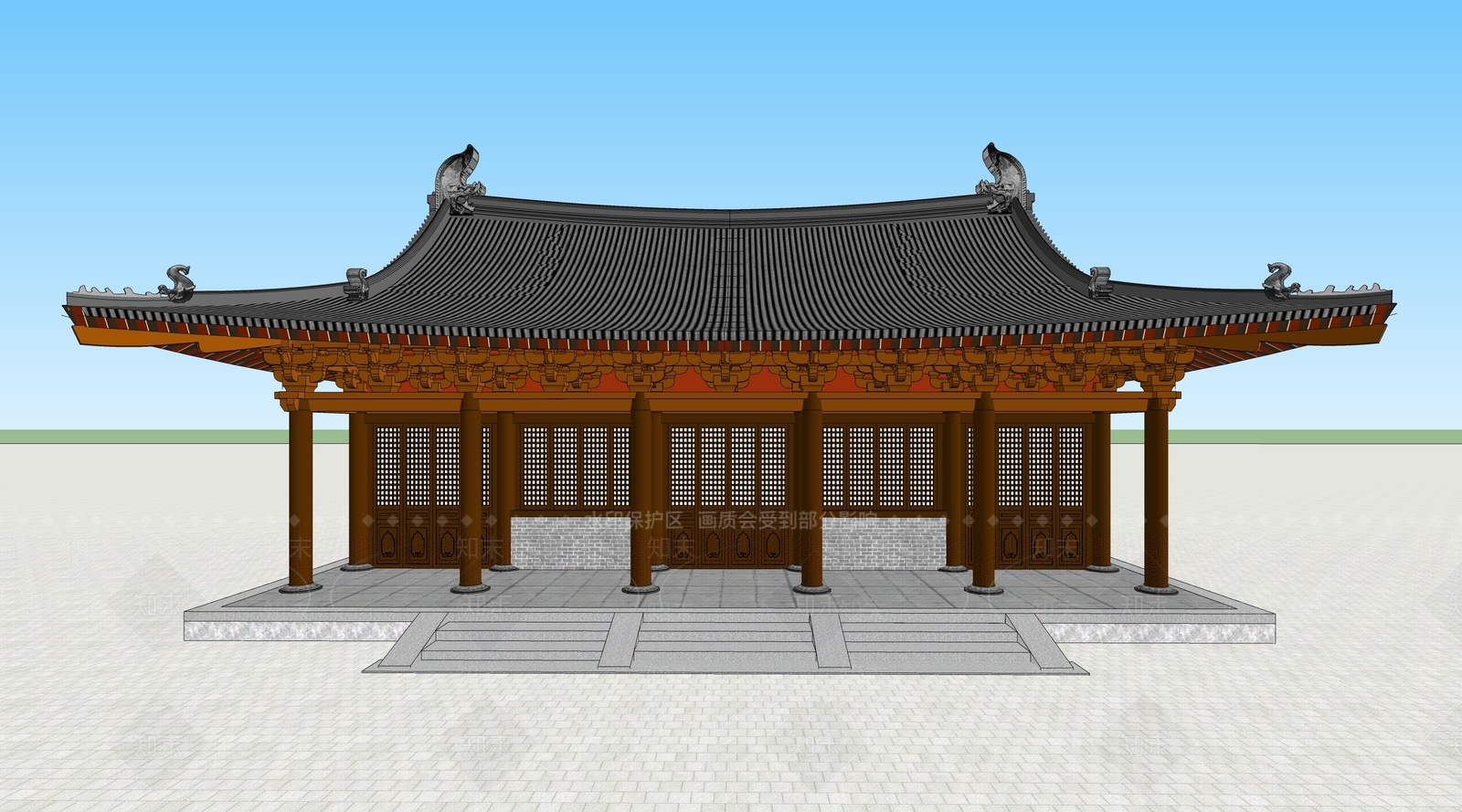 中式古建筑SU模型下载【ID:1202490981】
