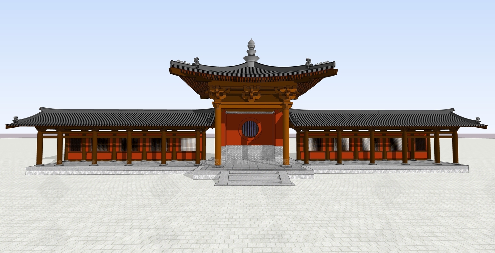 中式古建筑SU模型下载【ID:1202490957】