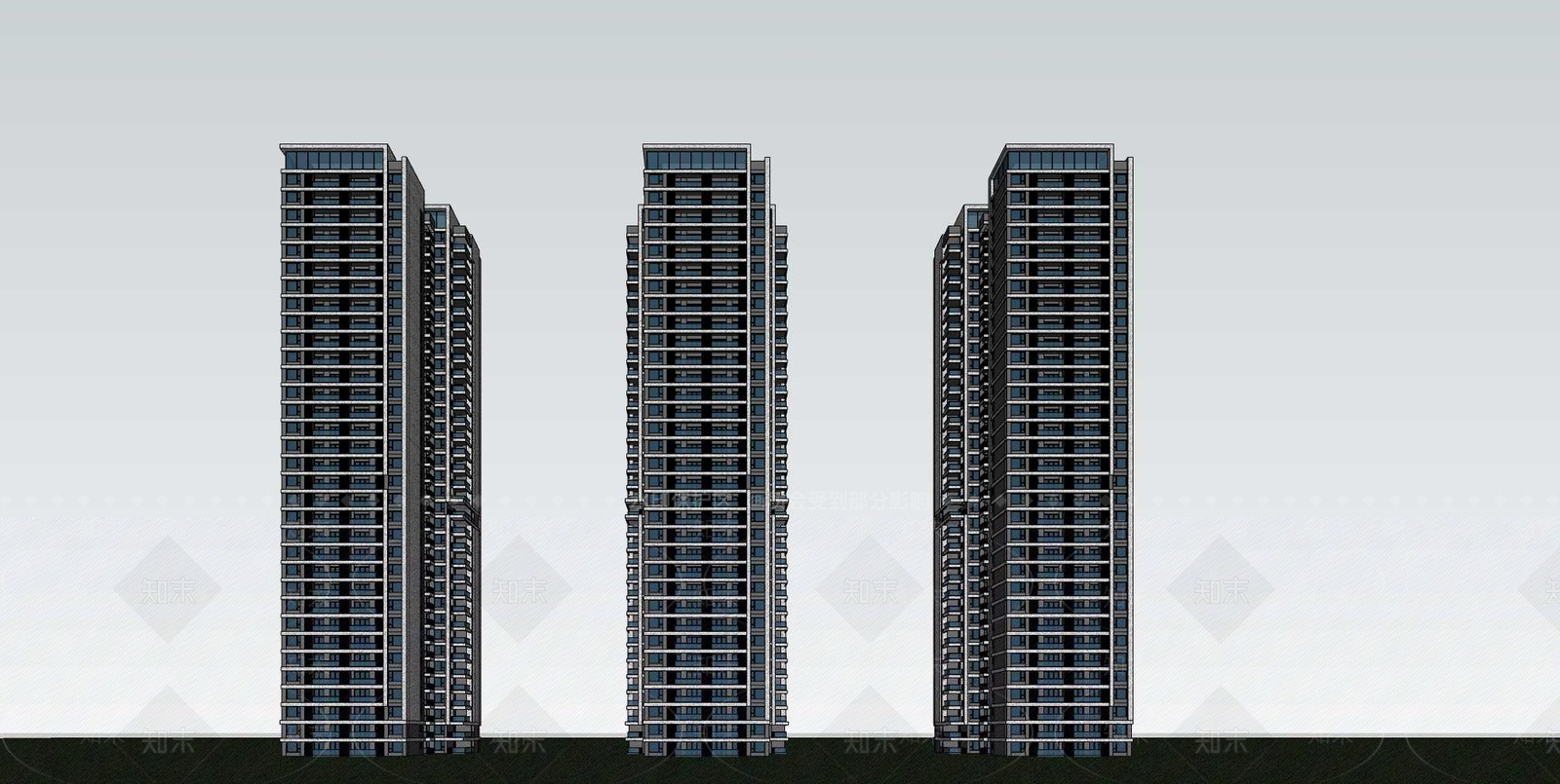 现代高层住宅SU模型下载【ID:1202491492】