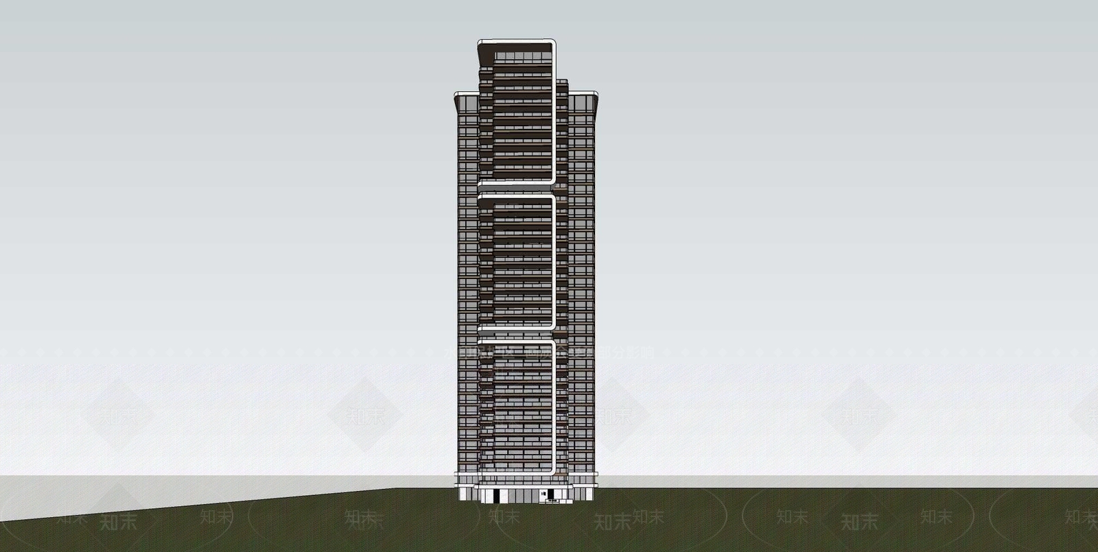 现代高层住宅SU模型下载【ID:1202491413】