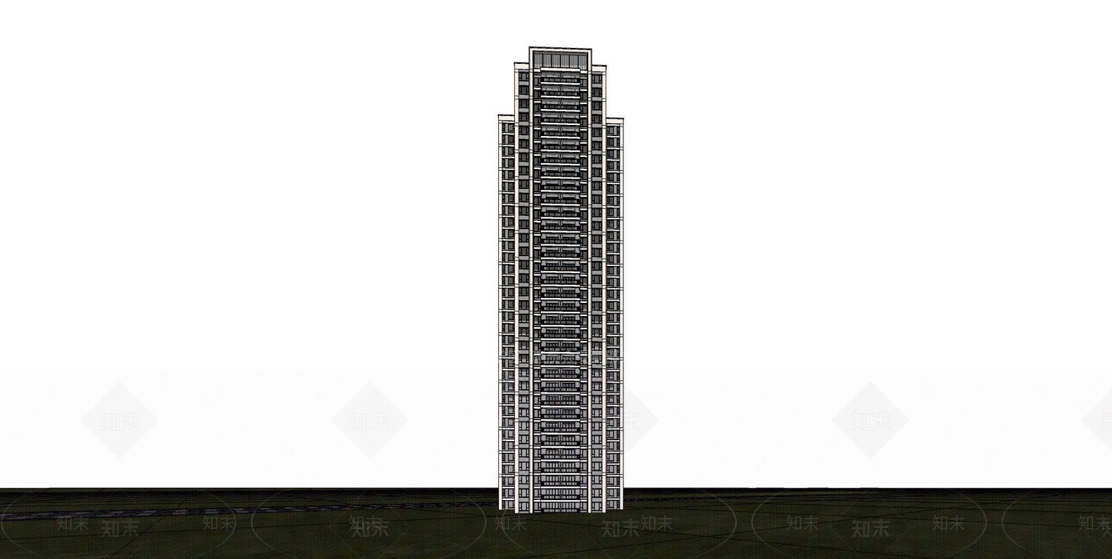 现代高层住宅SU模型下载【ID:1202491487】