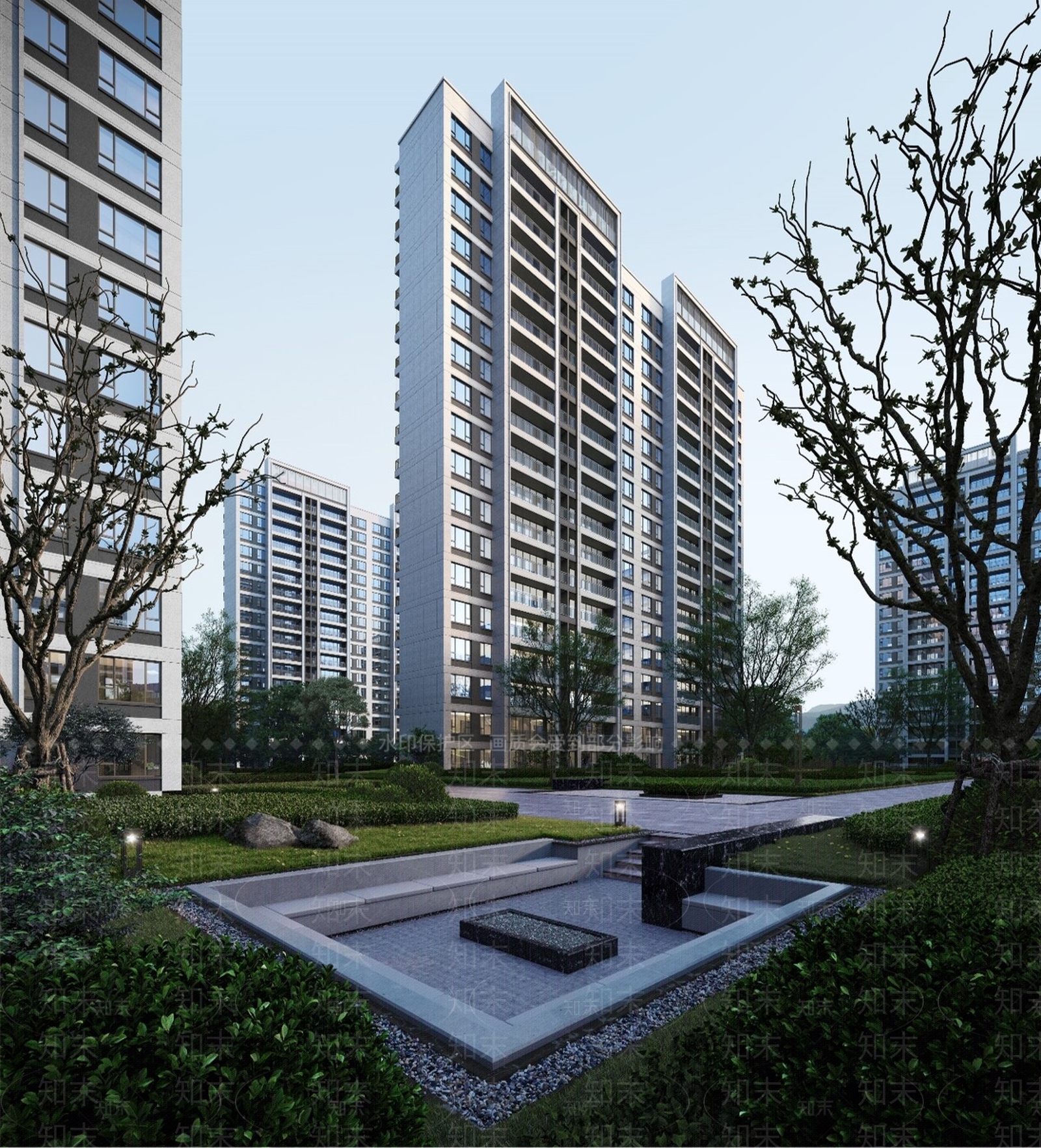 现代高层住宅SU模型下载【ID:1202491541】