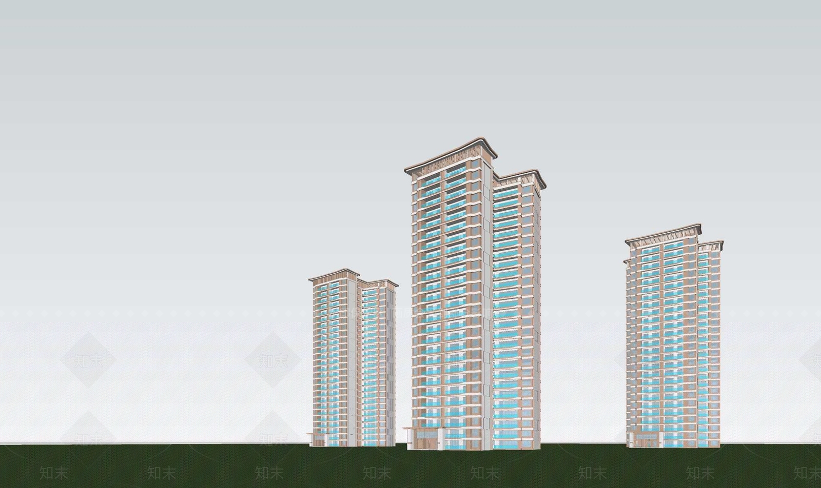 现代高层住宅SU模型下载【ID:1202491738】