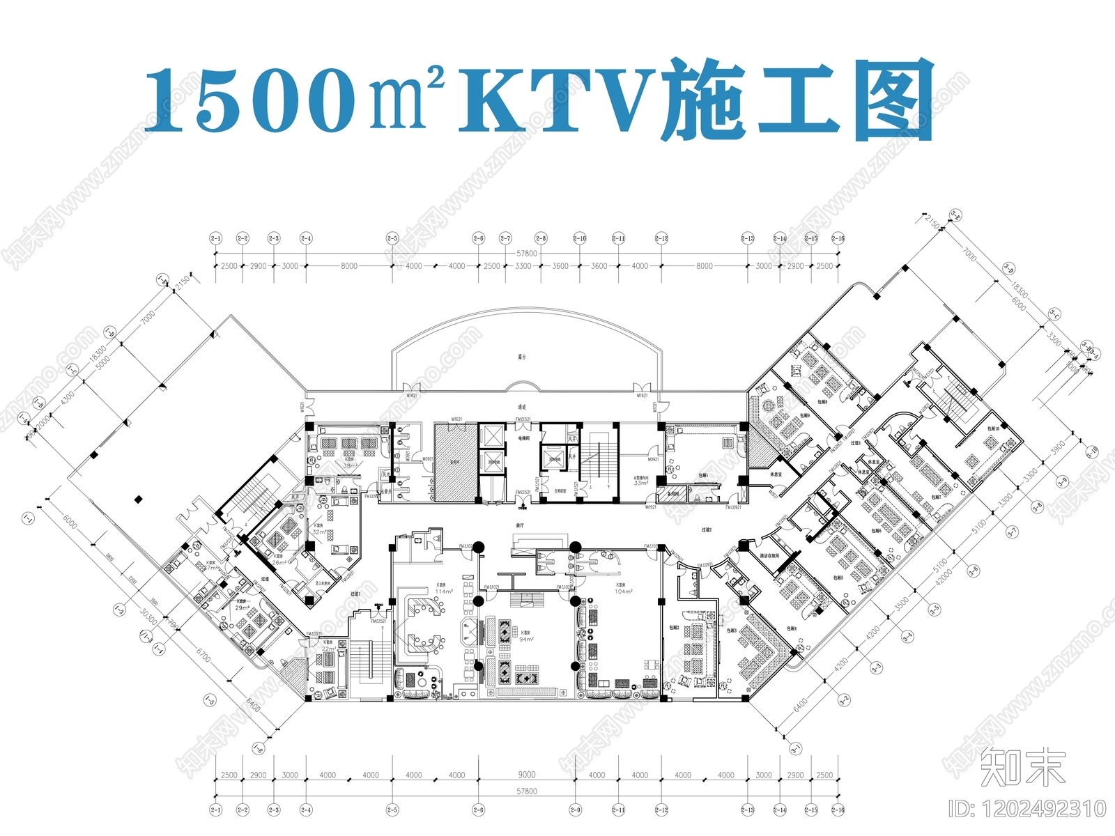 现代KTV施工图下载【ID:1202492310】