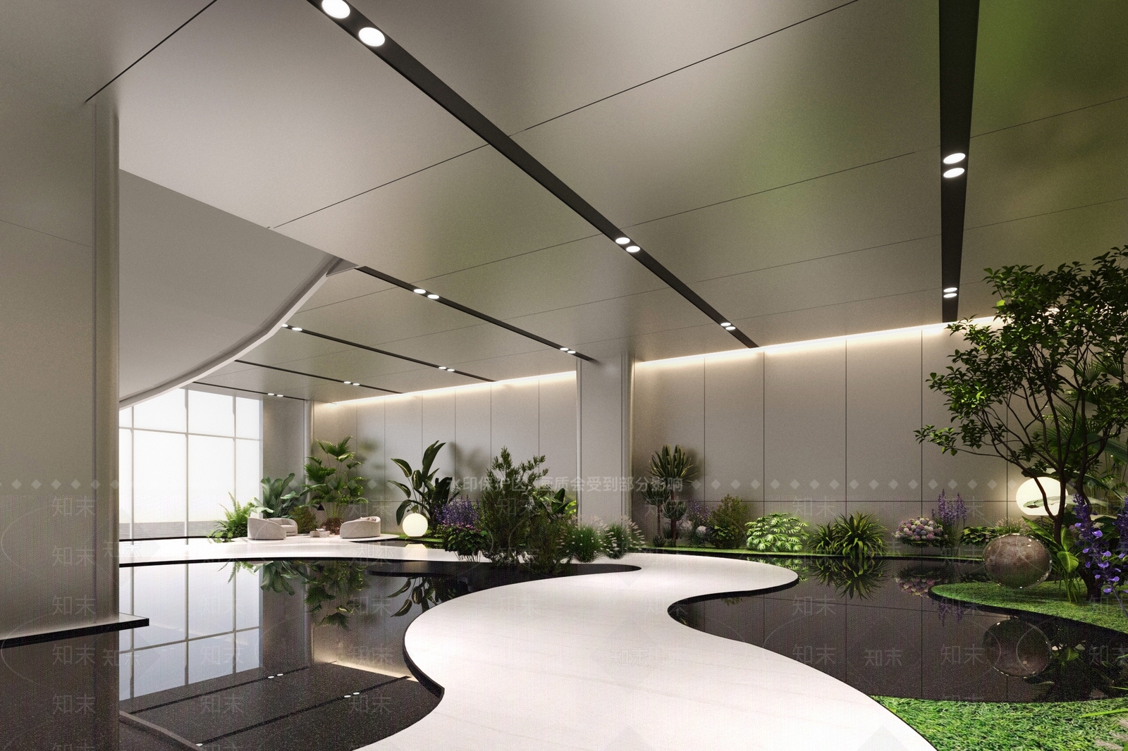 现代极简办公大厅3D模型下载【ID:1202497173】