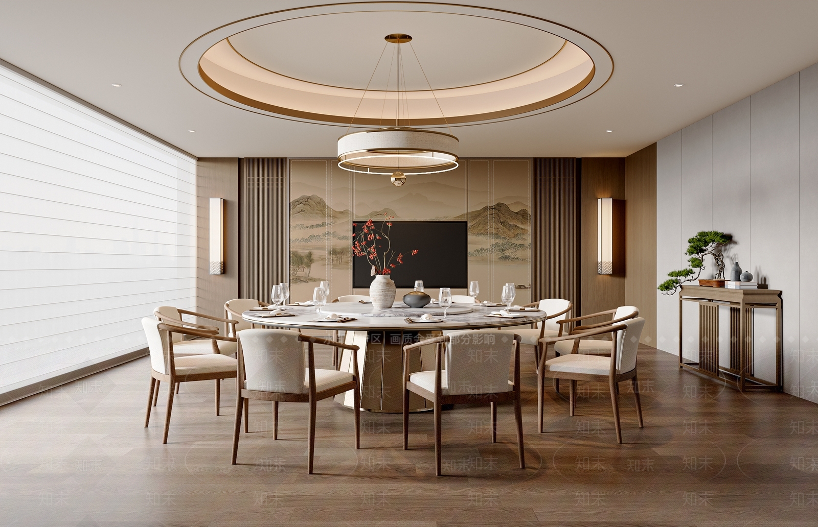 新中式中式包厢SU模型下载【ID:1202497218】