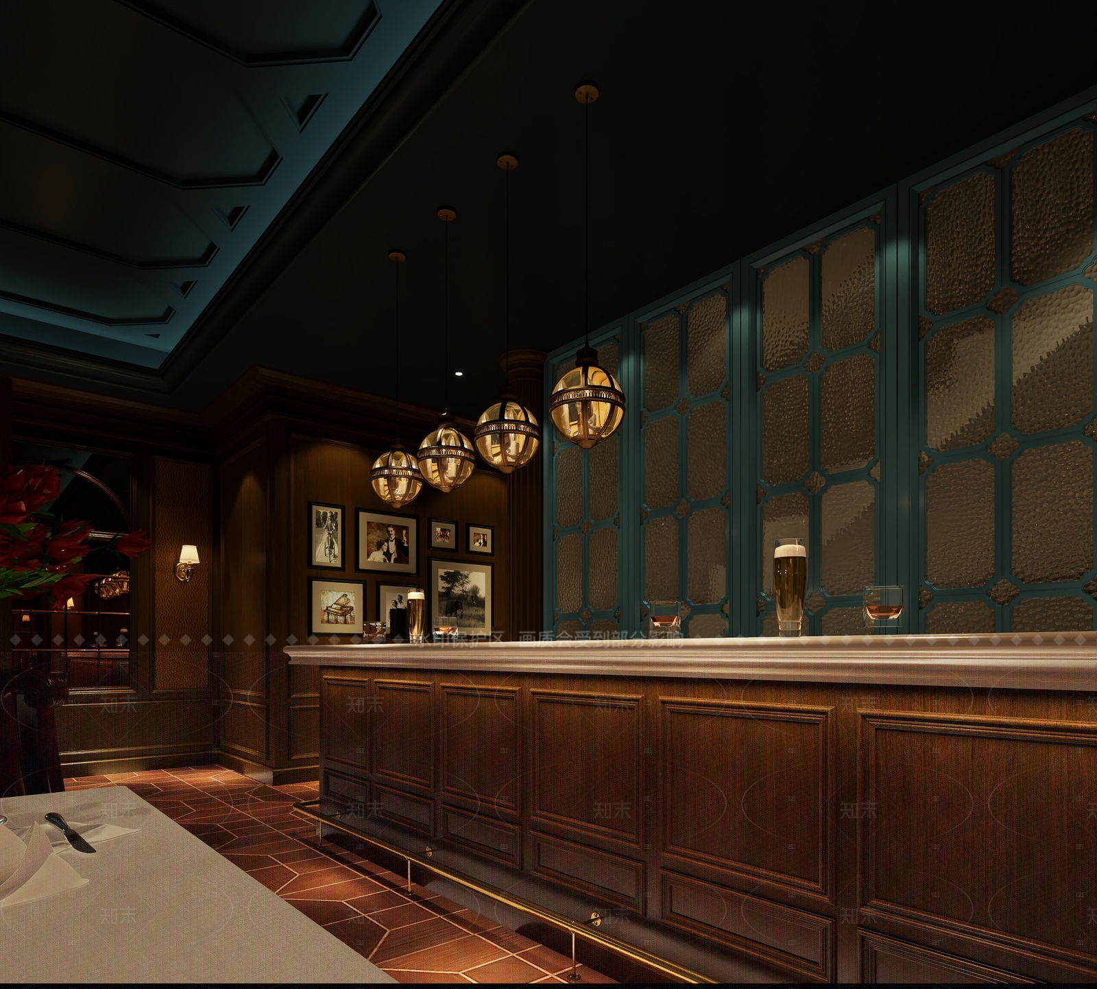 美式欧式西餐厅3D模型下载【ID:1205448628】