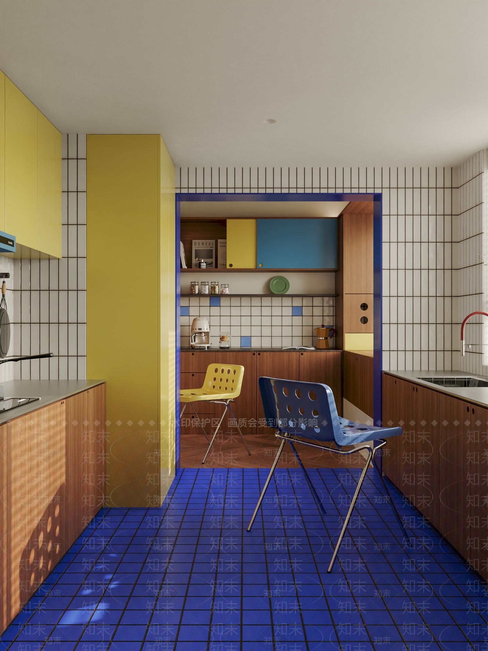 复古简约封闭式厨房3D模型下载【ID:1202500782】