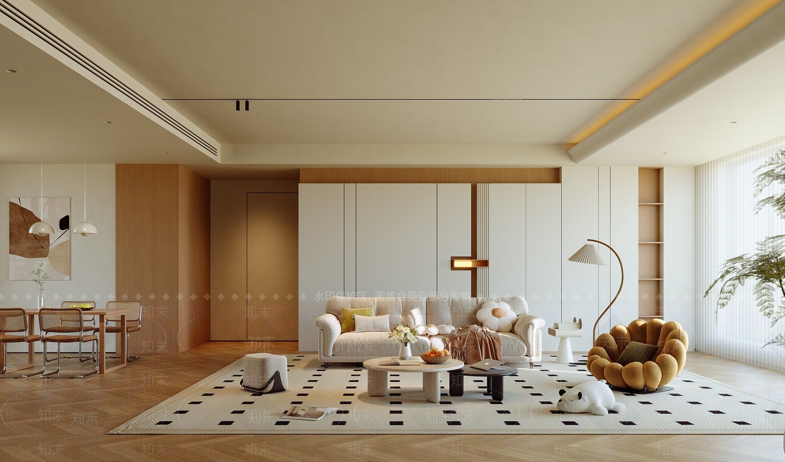 原木家居客厅SU模型下载【ID:1202501601】