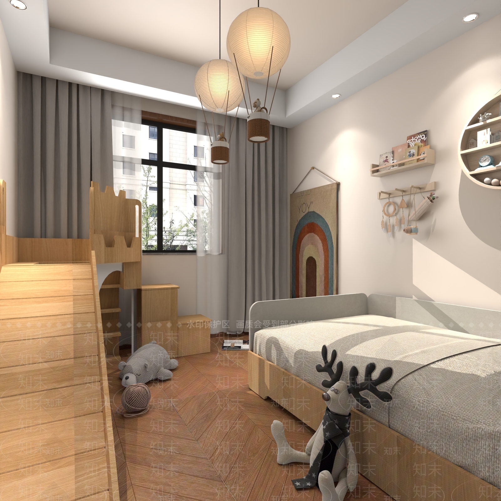 现代通用儿童房3D模型下载【ID:1202502699】