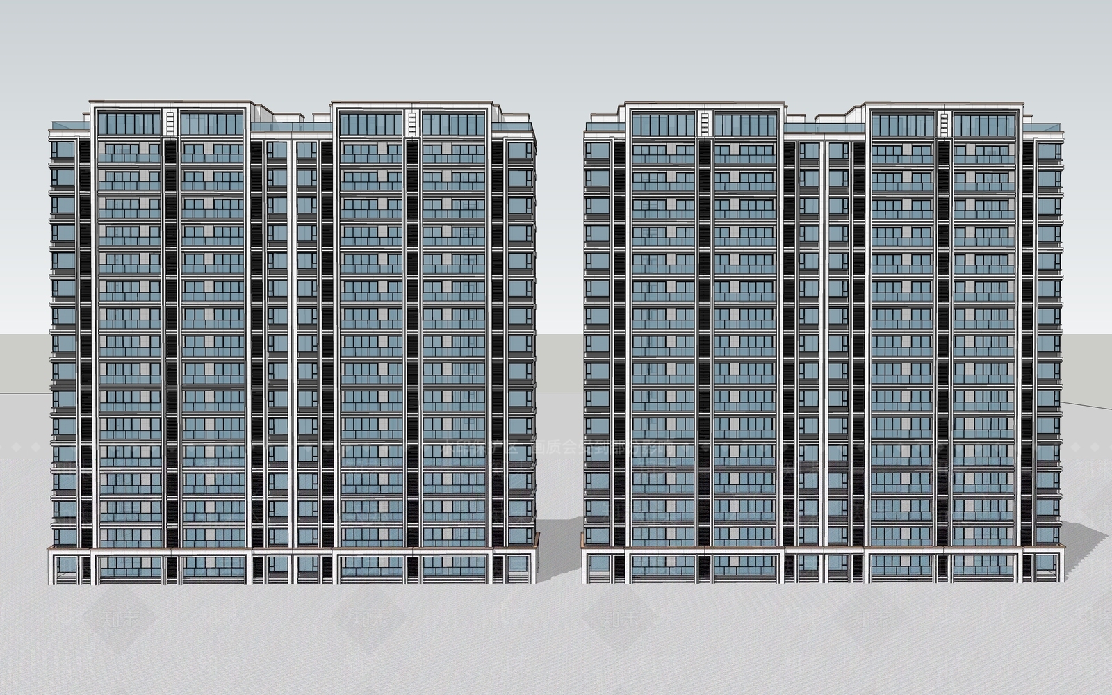 现代高层住宅SU模型下载【ID:1202503475】