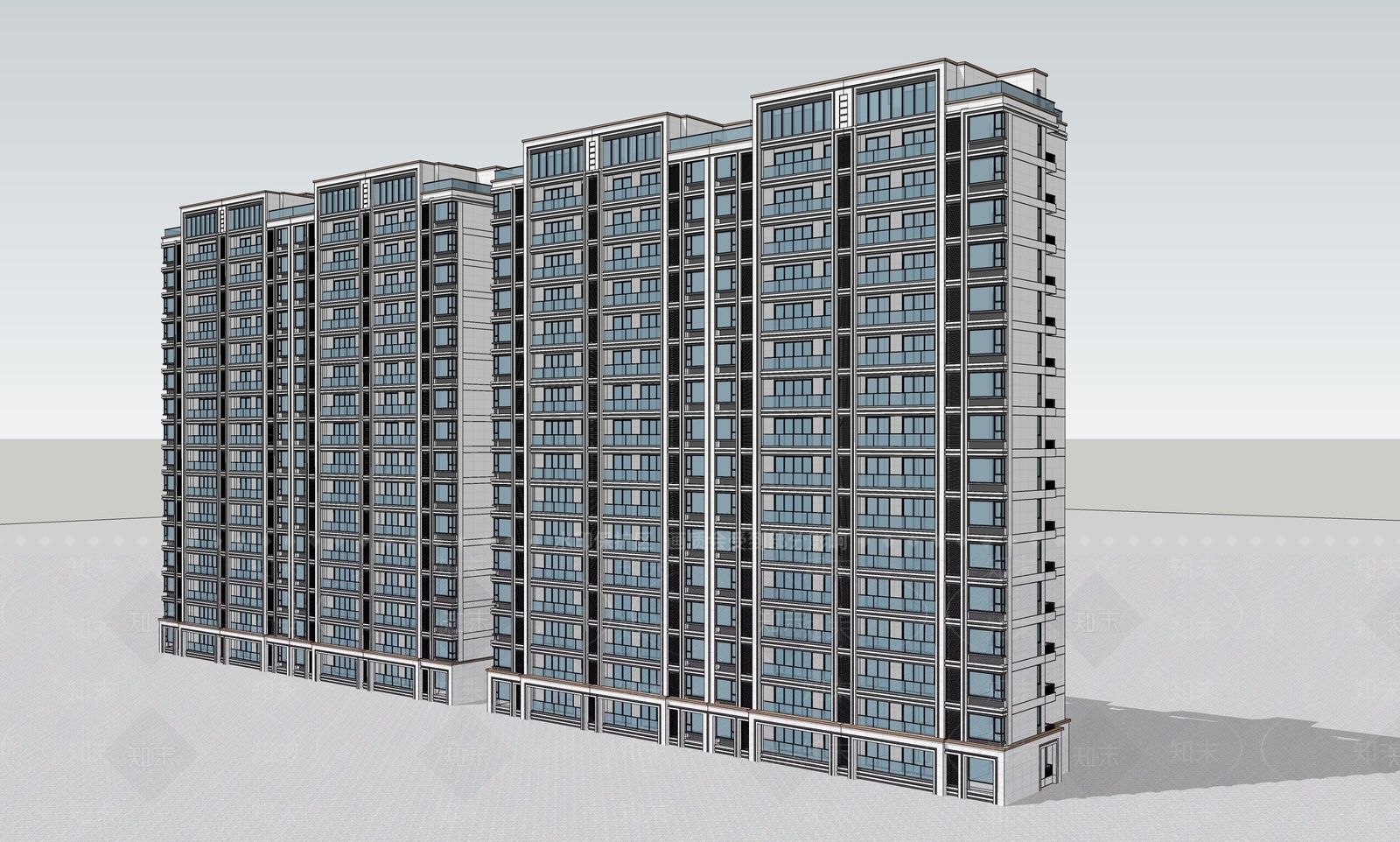 现代高层住宅SU模型下载【ID:1202503475】