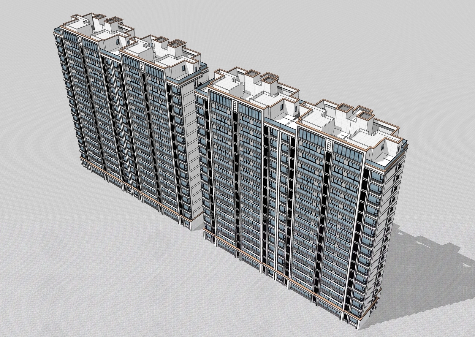 现代高层住宅SU模型下载【ID:1202503475】