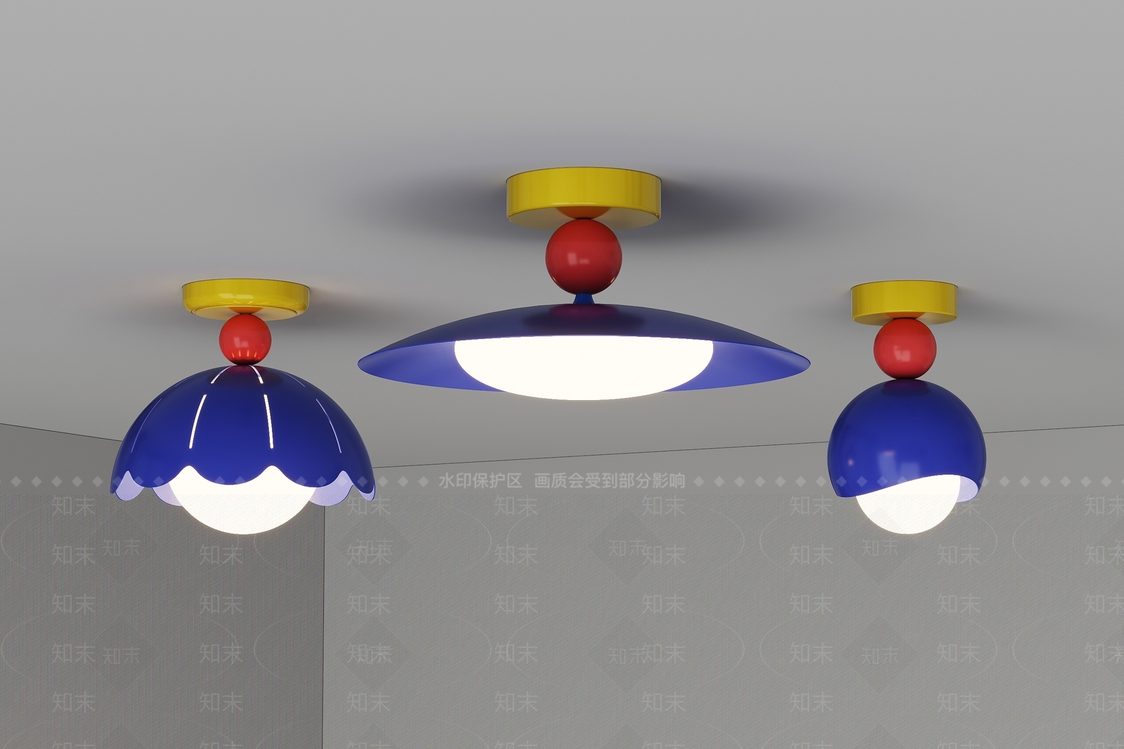 现代奶油吸顶灯3D模型下载【ID:1202657926】