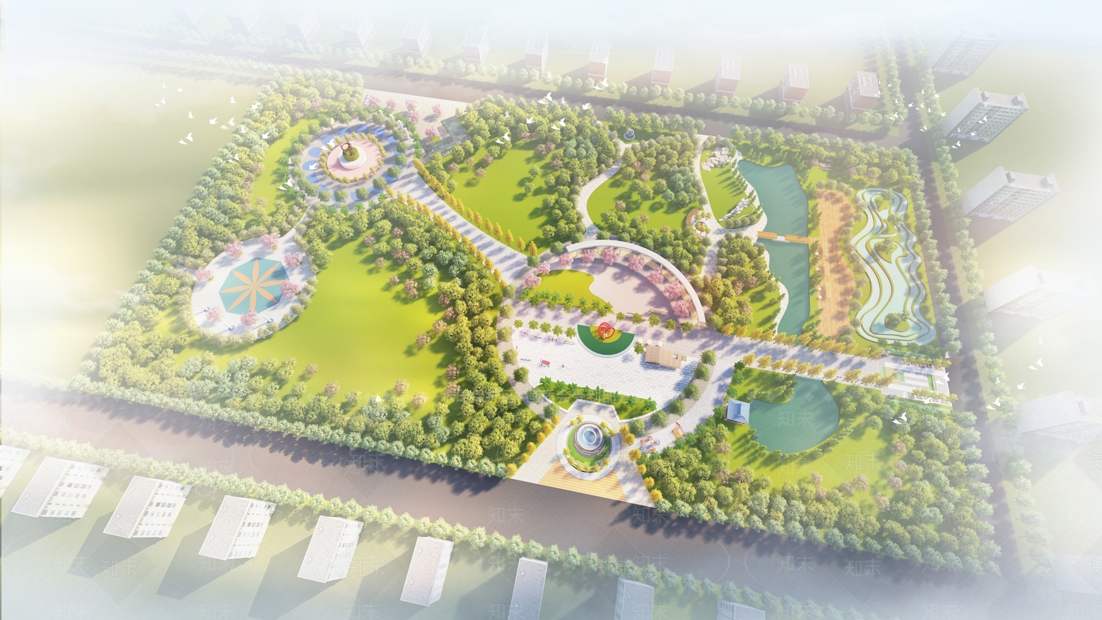 现代景观公园SU模型下载【ID:1202506085】