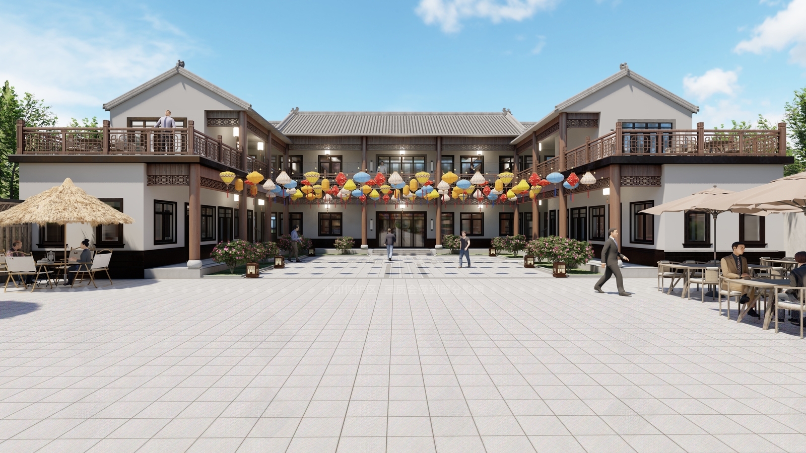 新中式现代四合院SU模型下载【ID:1202506217】