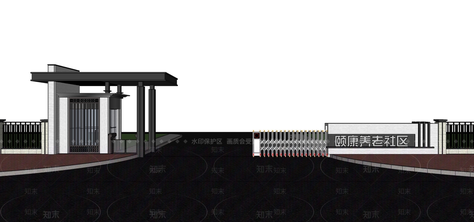 现代简约入口大门SU模型下载【ID:1202506523】
