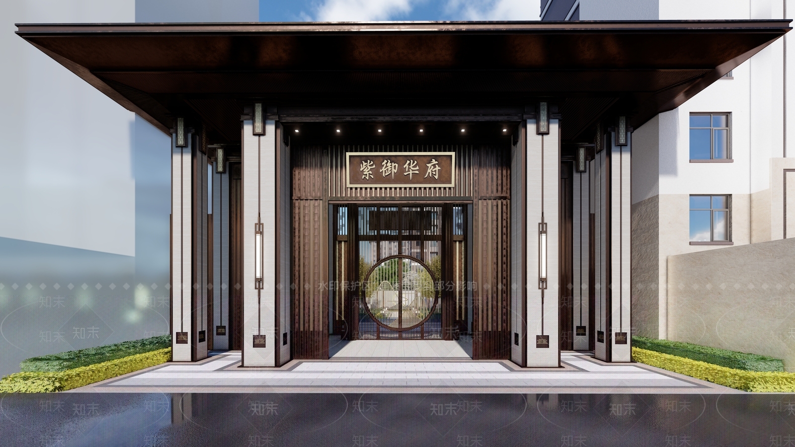新中式中式入口大门SU模型下载【ID:1202507306】