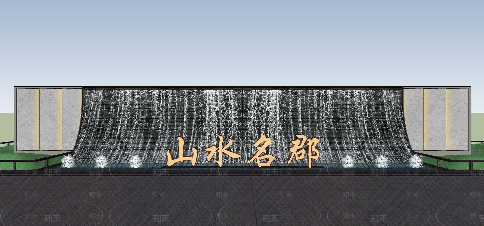 现代景墙SU模型下载【ID:1202568621】