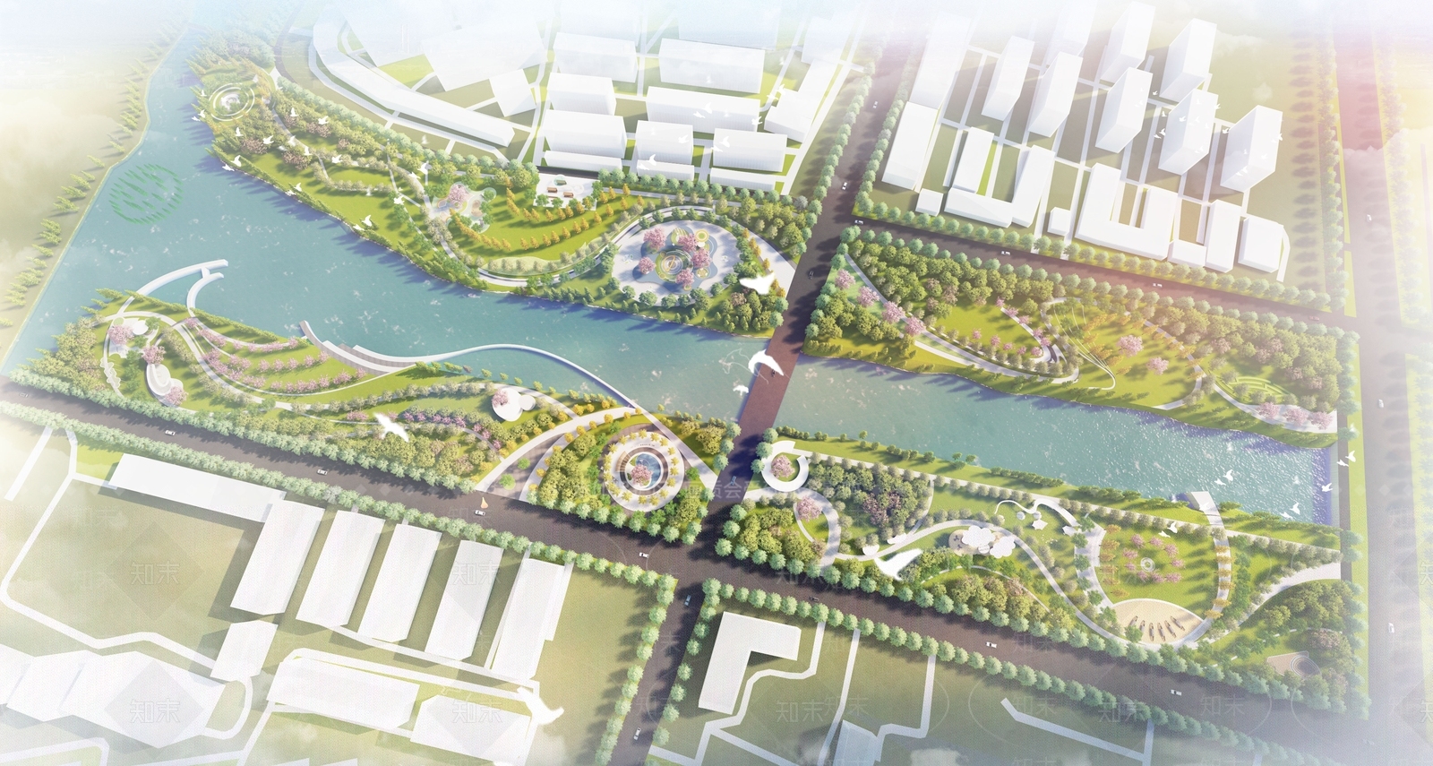 现代滨水景观SU模型下载【ID:1202508438】