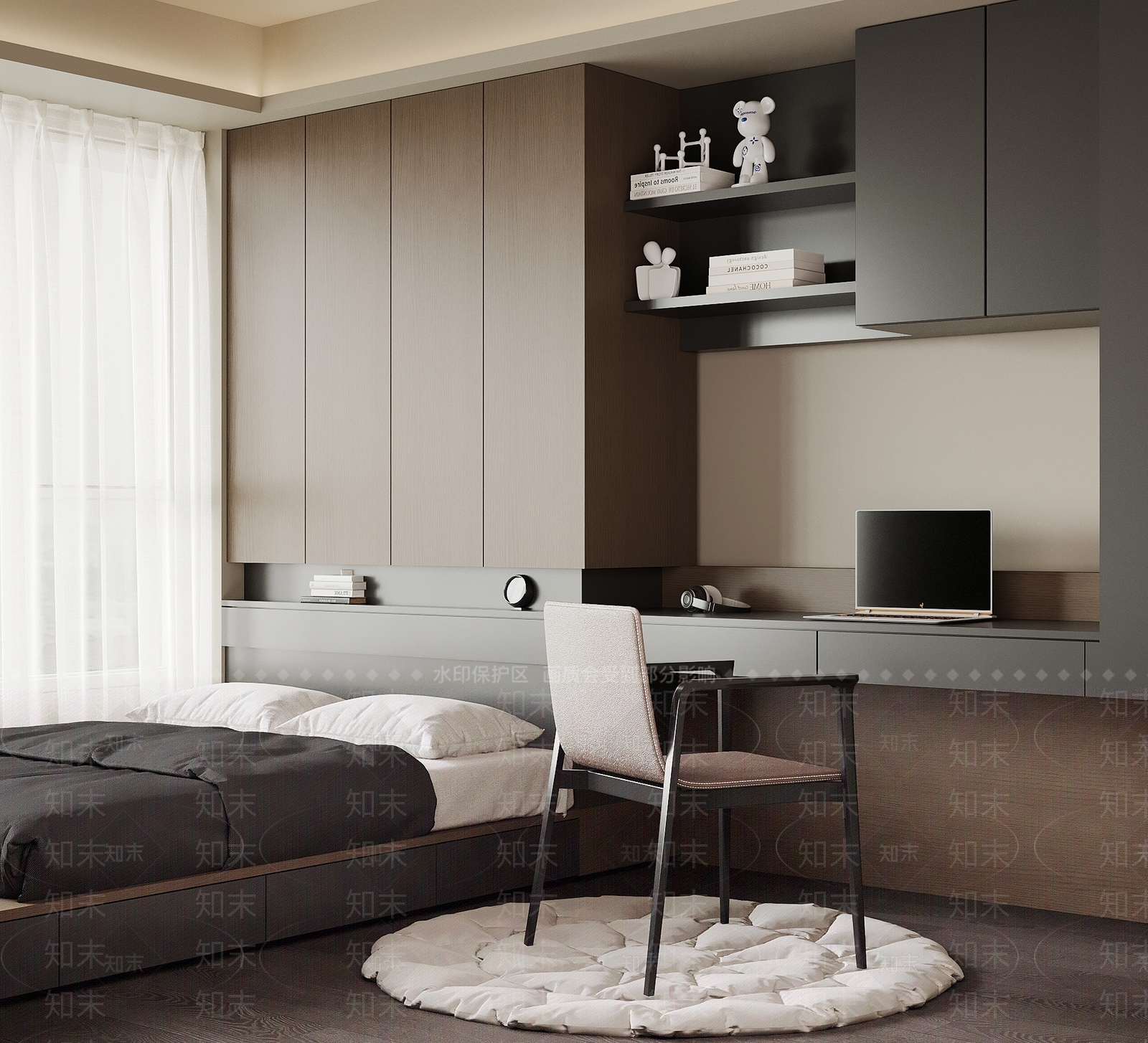 现代意式榻榻米卧室3D模型下载【ID:1202508785】