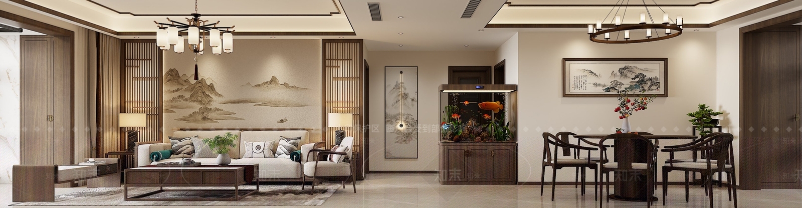 新中式家居客厅3D模型下载【ID:1202509303】