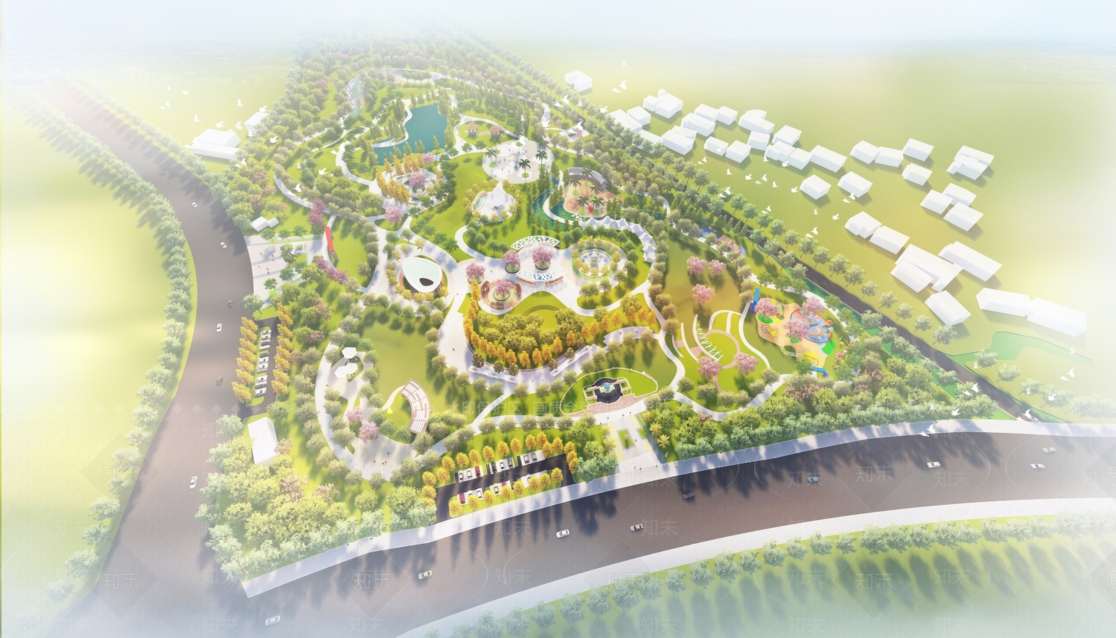 现代景观公园SU模型下载【ID:1202509770】