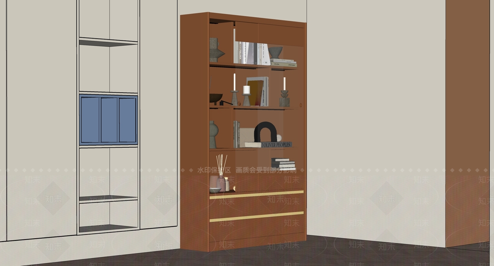 中古侘寂书柜SU模型下载【ID:1202510941】