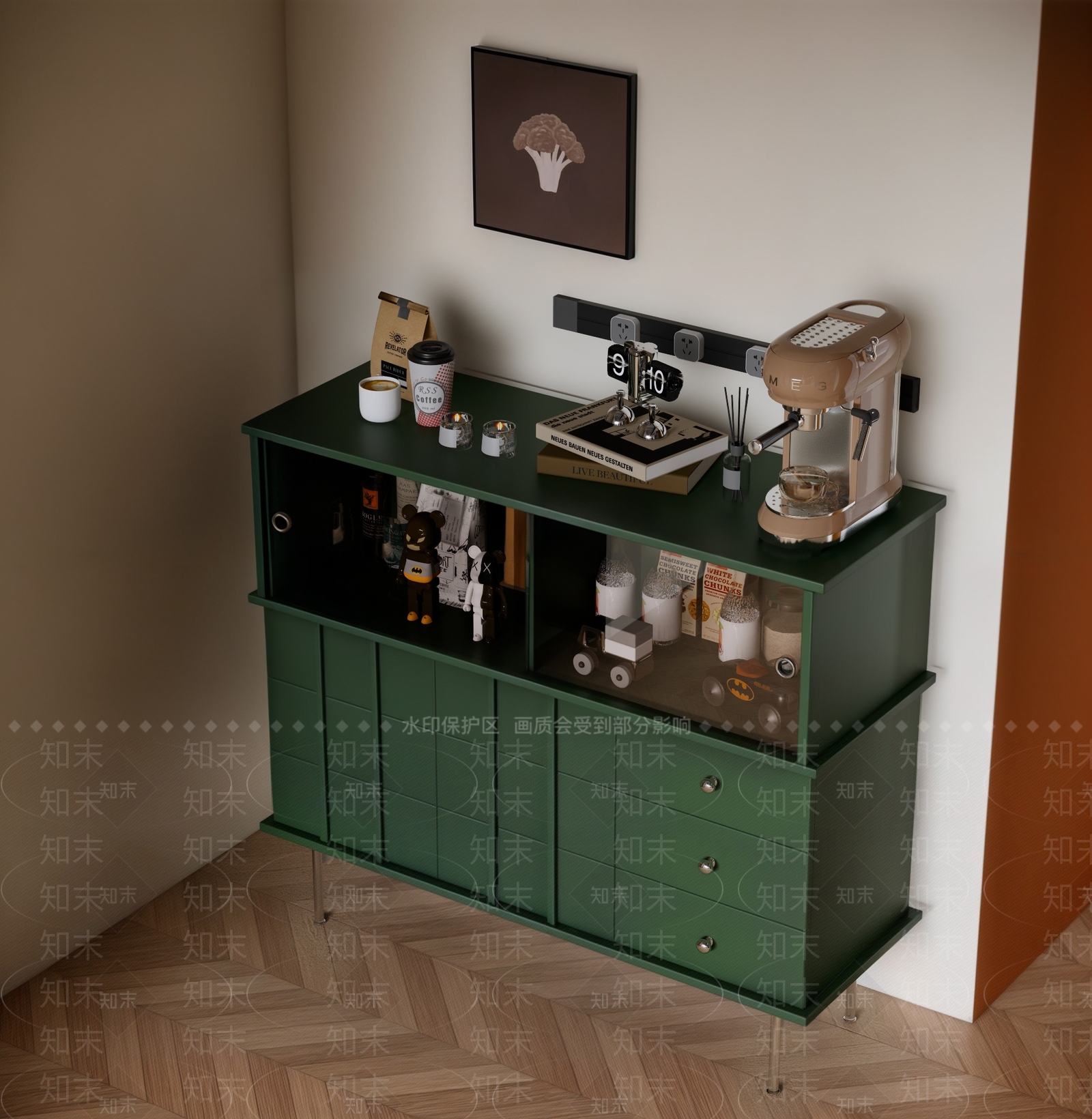 中古奶油储物柜SU模型下载【ID:1202598972】