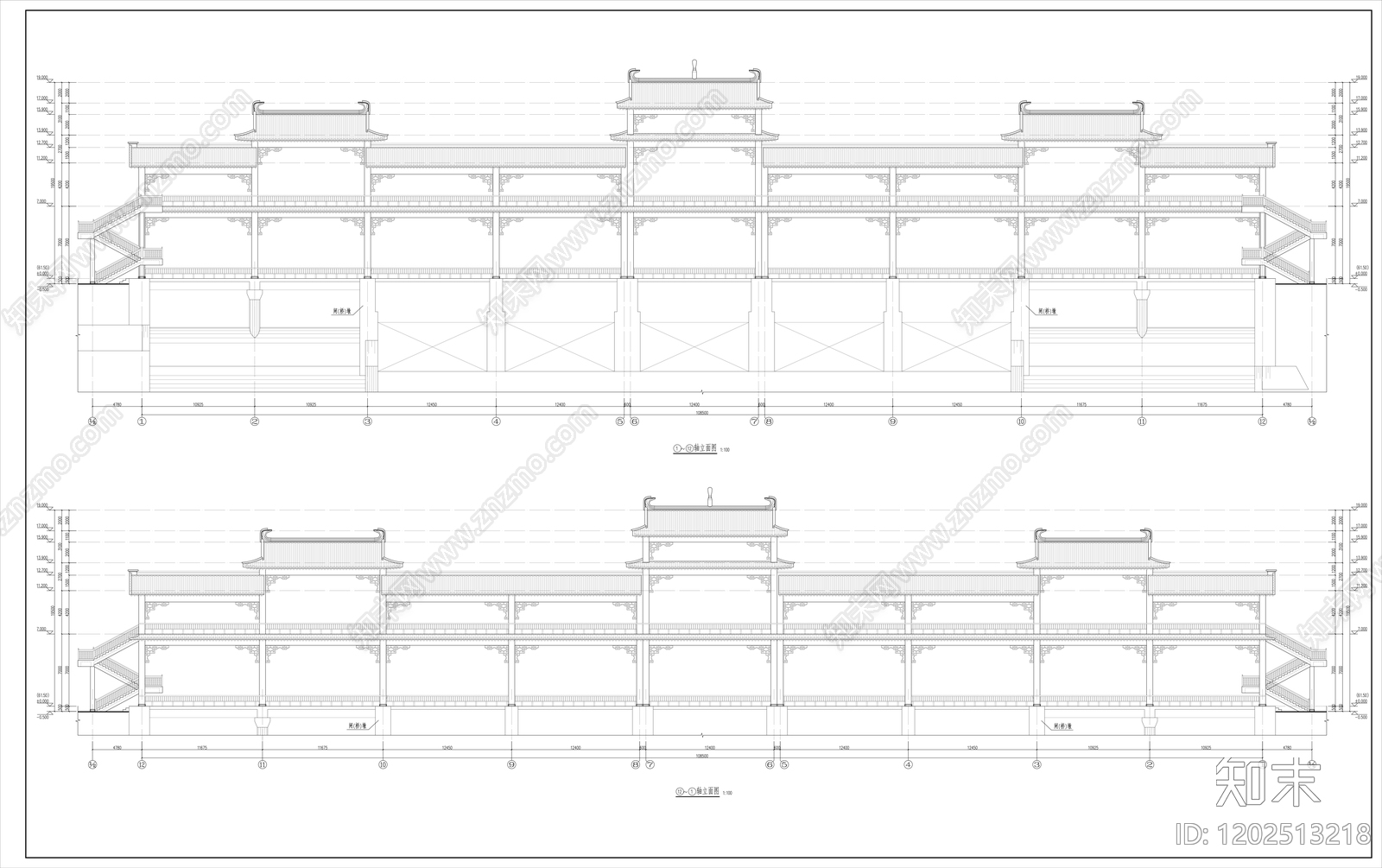 中式原木其他交通建筑施工图下载【ID:1202513218】