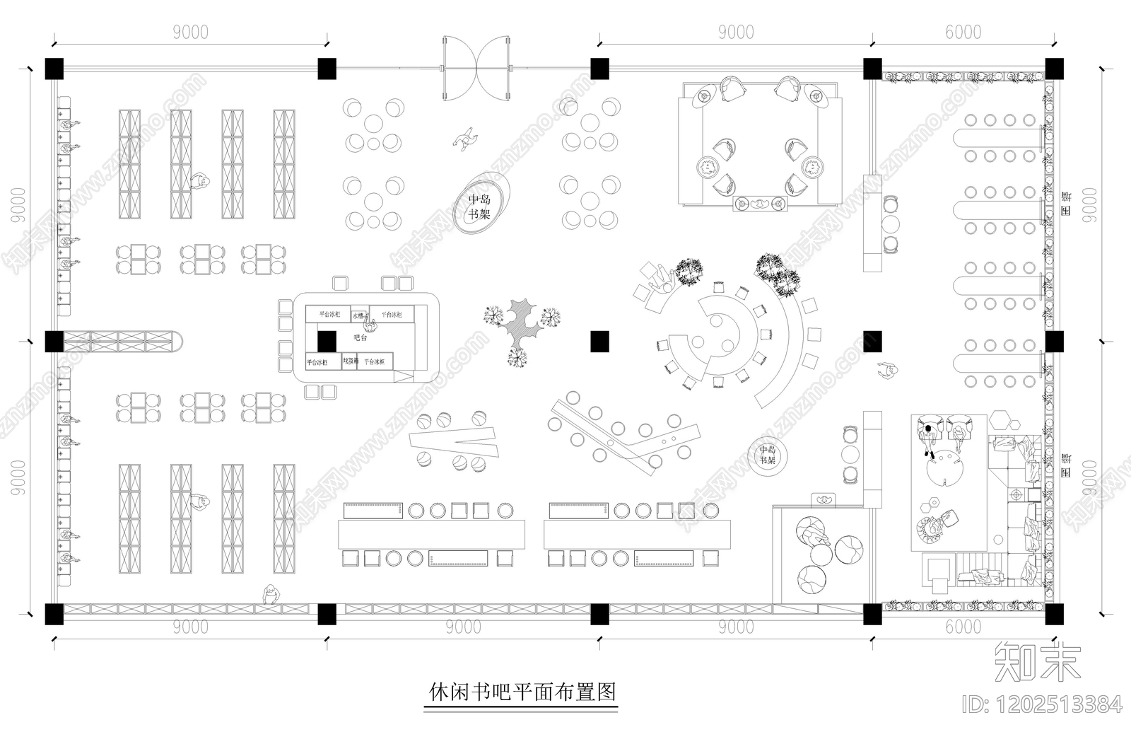 现代图书馆cad施工图下载【ID:1202513384】