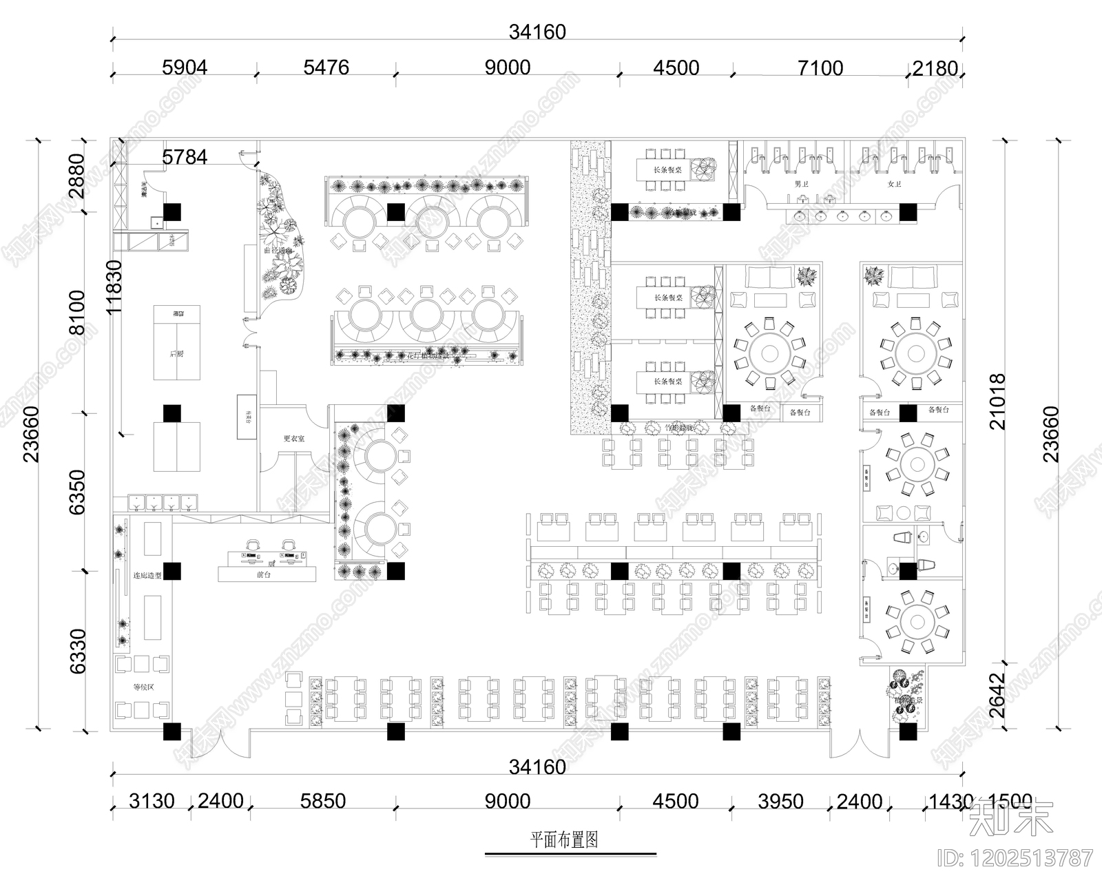 现代中餐厅施工图下载【ID:1202513787】