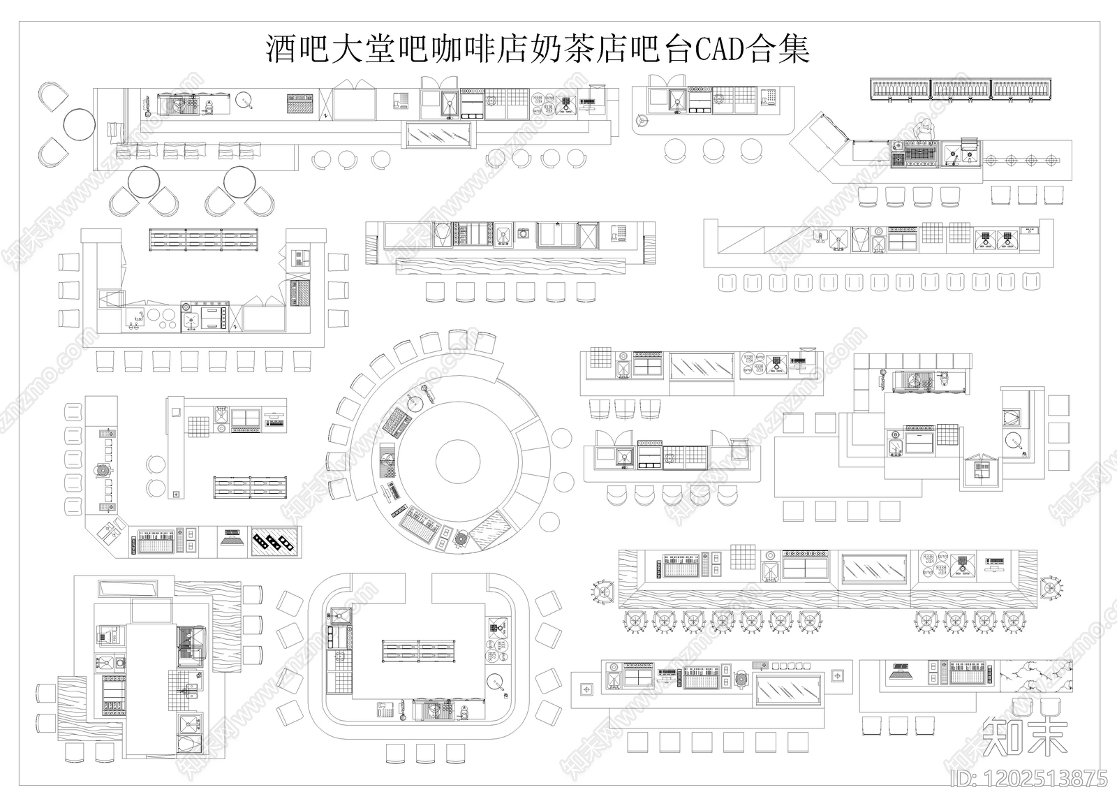 现代酒吧施工图下载【ID:1202513875】