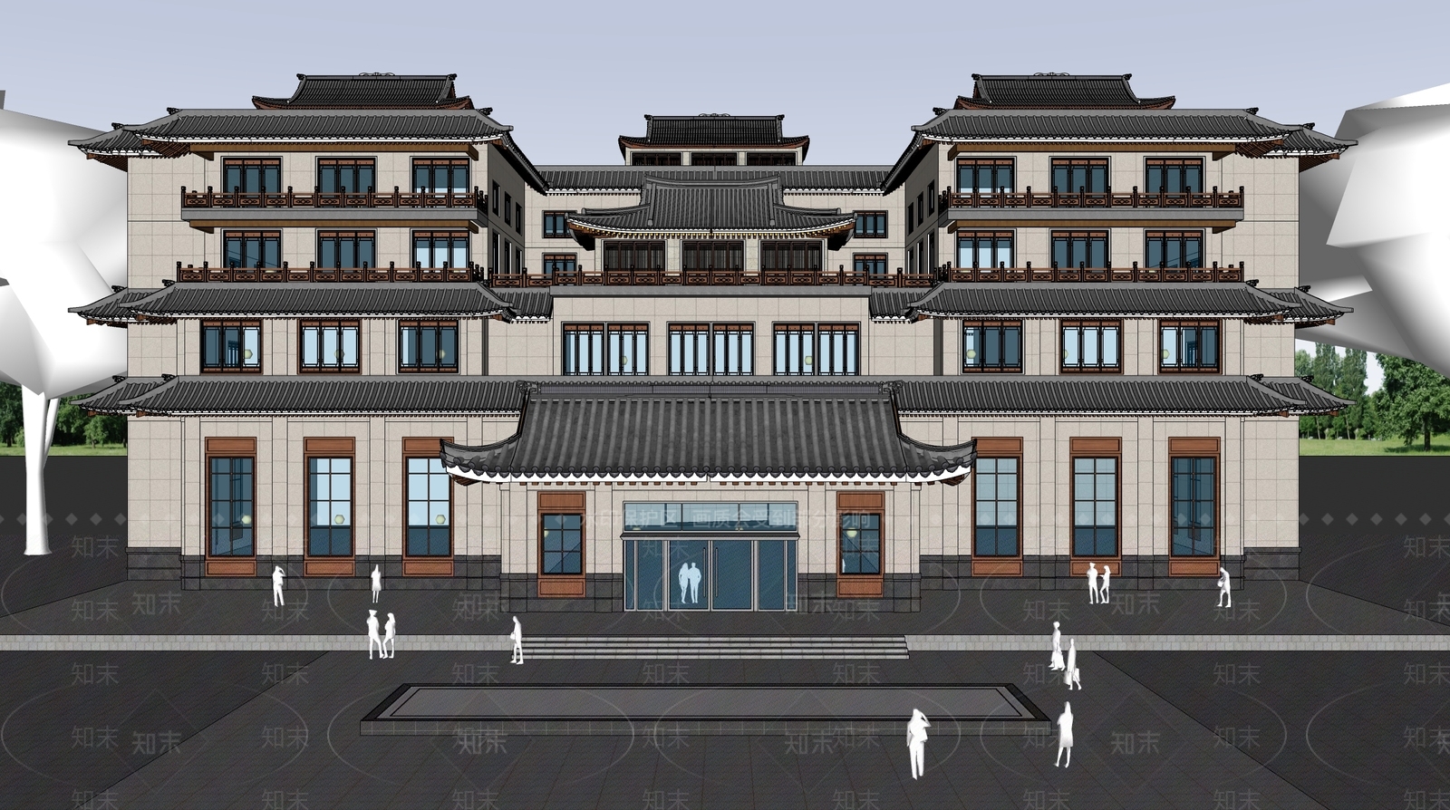 新中式现代会所SU模型下载【ID:1202515357】