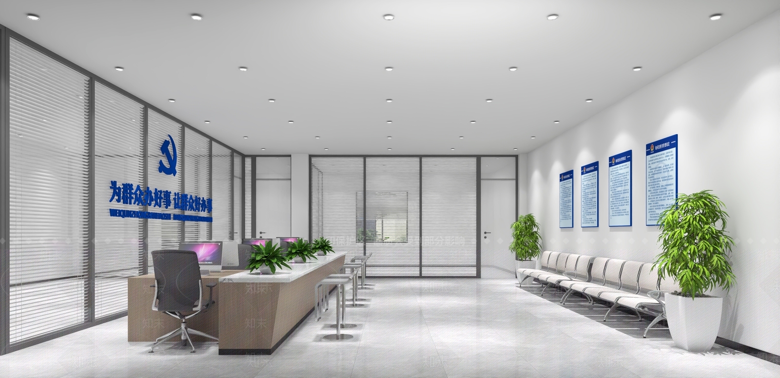现代办公大厅3D模型下载【ID:1202515701】