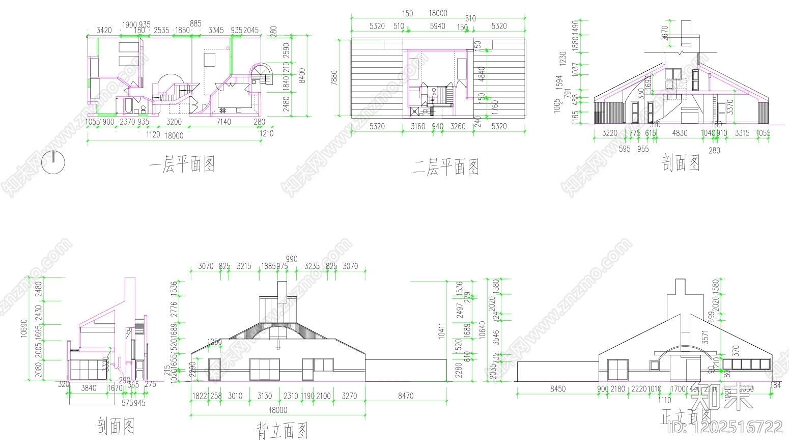 现代别墅建筑施工图下载【ID:1202516722】
