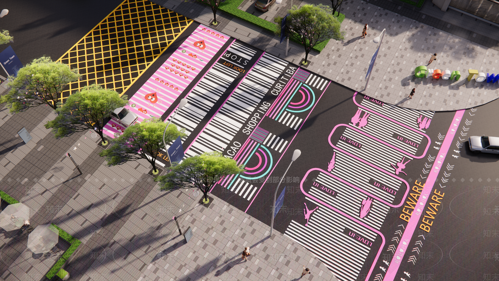 现代车行道路SU模型草图