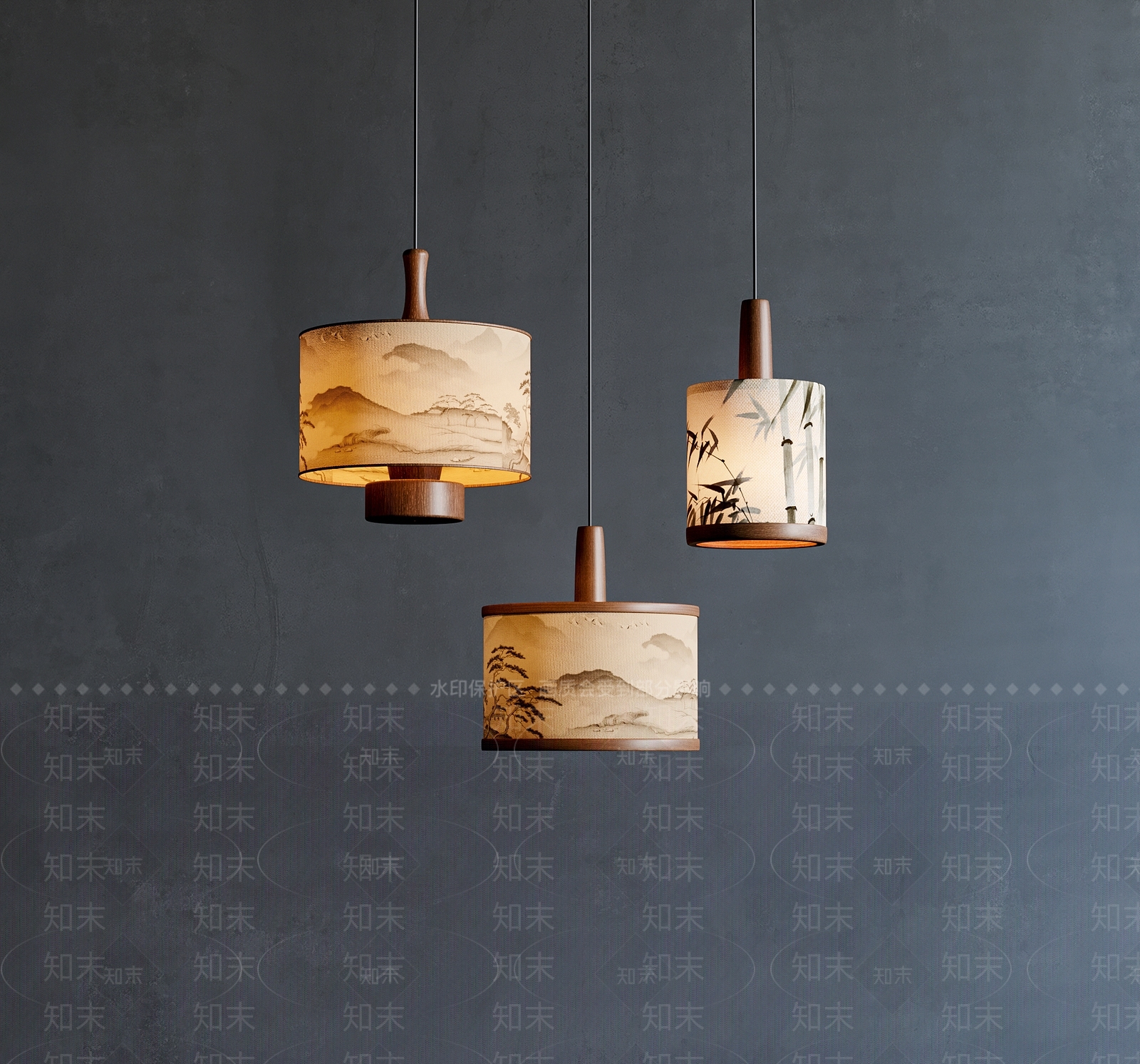 新中式禅意艺术吊灯3D模型下载【ID:1202521249】