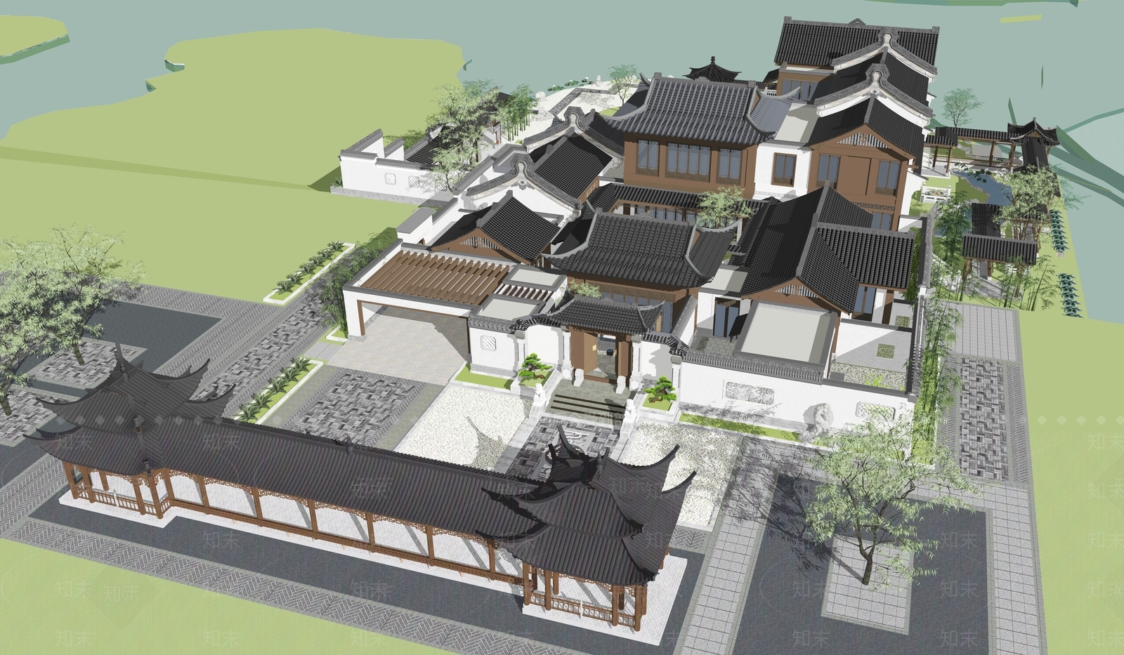 新中式中式四合院SU模型下载【ID:1202522055】