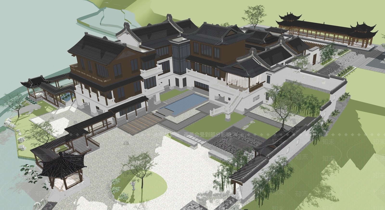 新中式中式四合院SU模型下载【ID:1202522055】