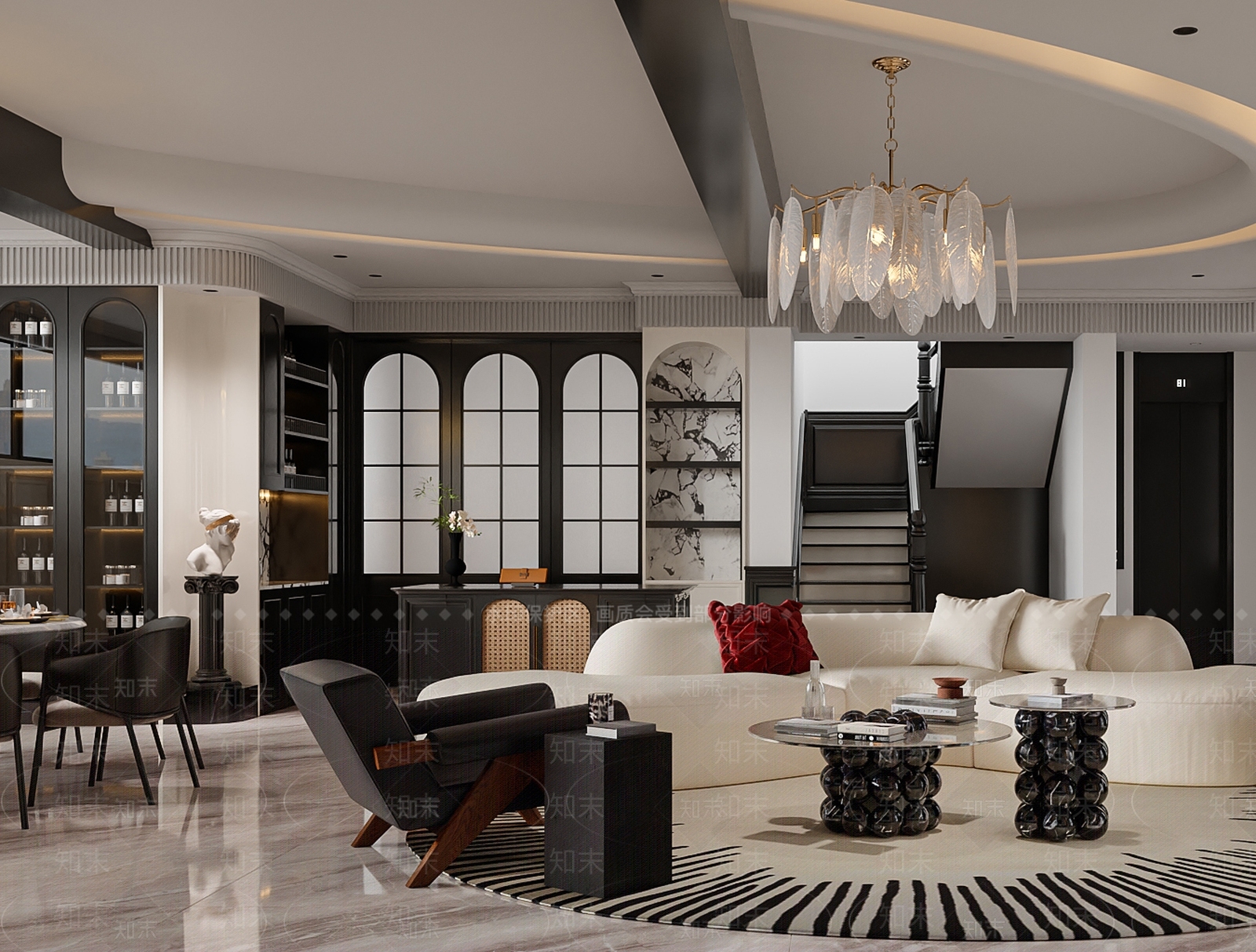 法式复古家居客厅3D模型下载【ID:1202523178】