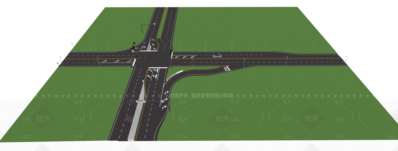 现代轻奢道路SU模型下载【ID:1202523855】