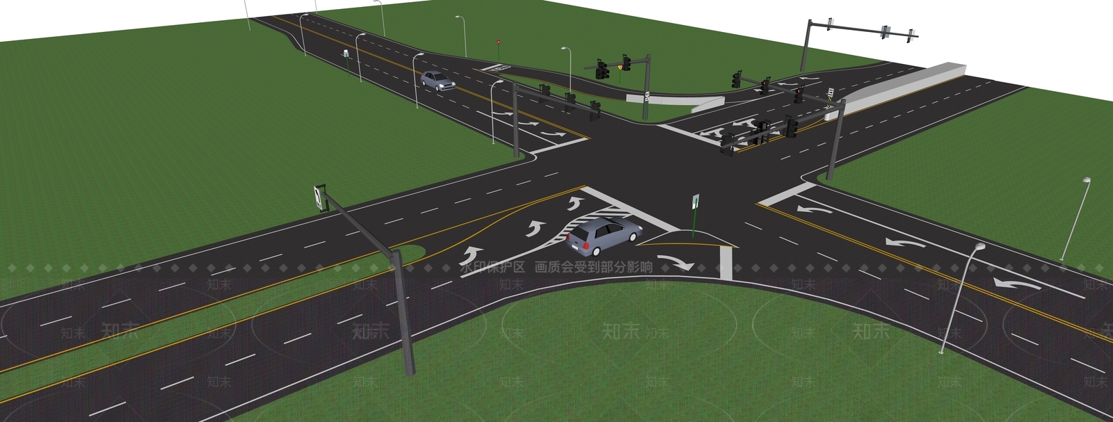 现代轻奢道路SU模型下载【ID:1202523855】