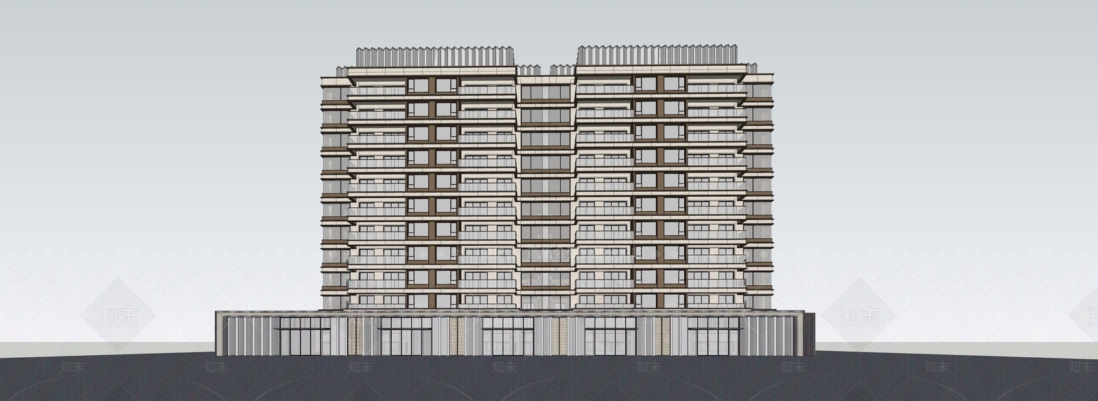 现代高层住宅SU模型下载【ID:1202524650】